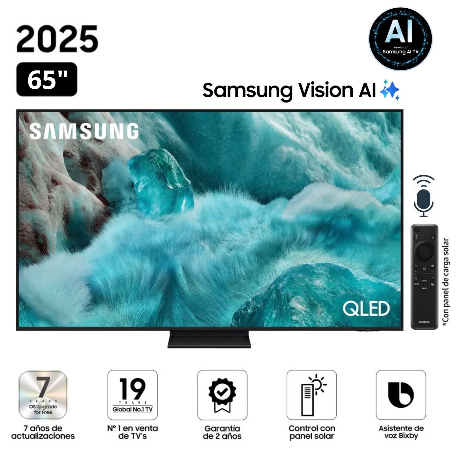 Televisor Samsung QLED 65" Visión AI Smart TV QN65Q7F5AGXPE - Nuevo 2025